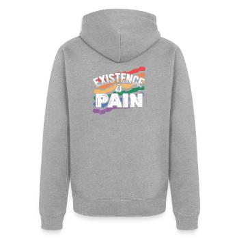 Pain existentialists buddhists life emptiness - Unisex Premium Bio Zip Hoodie - Grau meliert - Hinten - Nico (187cm)