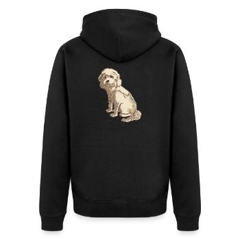 Dessin de chien cockapoo d'un cockapoo - Veste à capuche bio Premium Unisexe - noir - Dos - Nico (187cm)