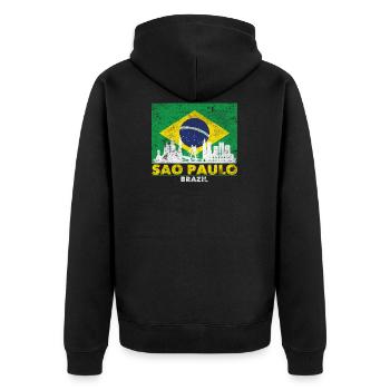Sao Paulo Stadt Reisen Brasilien - Unisex Premium Bio Zip Hoodie - Schwarz - Hinten - Nico (187cm)
