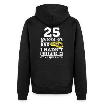 25 ans de mariage d’argent cadeau - Veste à capuche bio Premium Unisexe - noir - Dos - Nico (187cm)