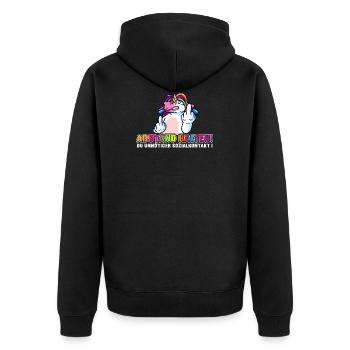 Aus dem Weg du unnötiger Sozialkontakt Einhorn - Unisex Premium Bio Zip Hoodie - Schwarz - Hinten - Nico (187cm)