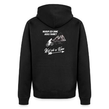Fahrrad fahren ohne Akku - Fahrradtour Design - Unisex Premium Bio Zip Hoodie - Schwarz - Hinten - Nico (187cm)