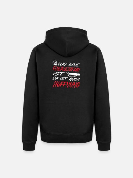Feuerwehrfrau - Unisex Premium Bio Zip Hoodie - Schwarz
