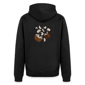 Witch books spells flying pages - Unisex Premium Organic Zip Hoodie - black - Back - Nico (187cm)