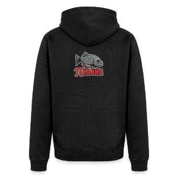 Piranha - Unisex Premium Organic Zip Hoodie - black - Back - Nico (187cm)