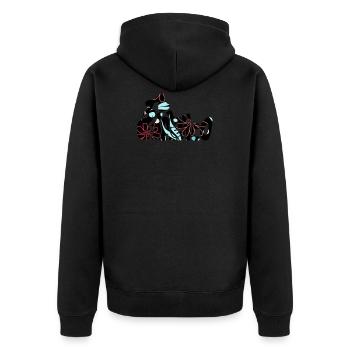 Flamenco Floral Word Only - Unisex Premium Organic Zip Hoodie - black - Back - Nico (187cm)