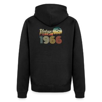 Vintage 1966 Geburtstag Retro Jahrgang Geschenk - Unisex Premium Bio Zip Hoodie - Schwarz - Hinten - Nico (187cm)