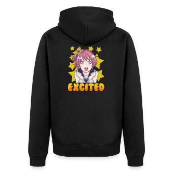 Cute Anime Japanese Girl Manga Excited Face - Unisex Premium Organic Zip Hoodie - black - Back - Nico (187cm)