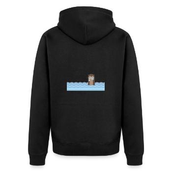 Otter Love Each Otter niedlich Tier Geschenkidee - Unisex Premium Bio Zip Hoodie - Schwarz - Hinten - Nico (187cm)