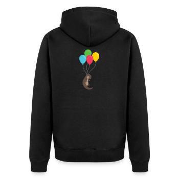Loutre sur ballons loutre cadeau animal mignon - Veste à capuche bio Premium Unisexe - noir - Dos - Nico (187cm)