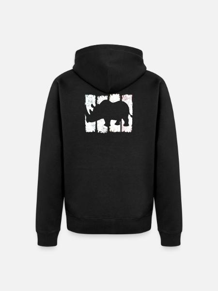 Nashorn Rhinozeros retro - Unisex Premium Bio Zip Hoodie - Schwarz