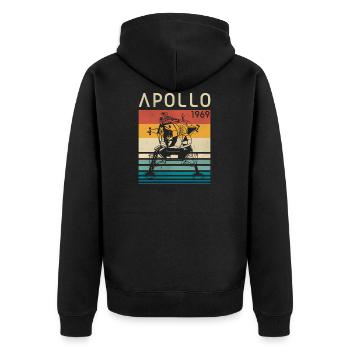 Vintage Retro Apollo 11 50th Anniversary Moon - Unisex Premium Organic Zip Hoodie - black - Back - Nico (187cm)