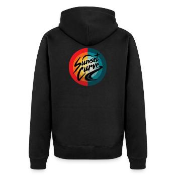 Vintage-Julie-Phantoms-Sunset - Unisex Premium Bio Zip Hoodie - Schwarz - Hinten - Nico (187cm)