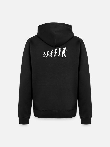 Golf evolution from caveman to golfer - Unisex Premium Organic Zip Hoodie - black