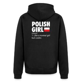 Polish girl | Poland vacation travel gifts - Unisex Premium Organic Zip Hoodie - black - Back - Nico (187cm)