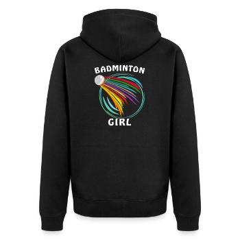 FILLE BADMINTON - Veste à capuche bio Premium Unisexe - noir - Dos - Nico (187cm)