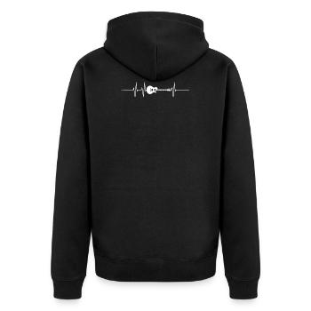 Heartbeat Gitarre - Unisex Premium Bio Zip Hoodie - Schwarz - Hinten - Nico (187cm)