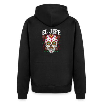 El Jefe Dia De Los Muertos Skull Day Of The Dead - Unisex Premium Organic Zip Hoodie - black - Back - Nico (187cm)