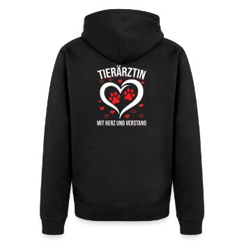Tierärztin Geschenk - Unisex Premium Bio Zip Hoodie - Schwarz - Hinten - Nico (187cm)