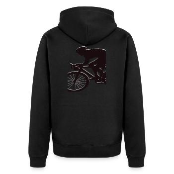 bike cyclist biker road bike - Unisex Premium Organic Zip Hoodie - black - Back - Nico (187cm)