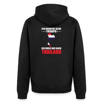 Thailand Thai Bangkok Urlaub Asien Geschenkidee - Unisex Premium Bio Zip Hoodie - Schwarz - Hinten - Nico (187cm)