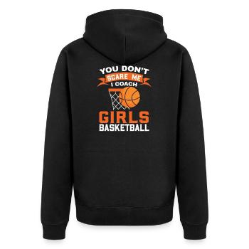 Lustiger Mädchen-Basketball-Trainer - Unisex Premium Bio Zip Hoodie - Schwarz - Hinten - Nico (187cm)