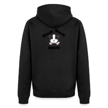 Quiekendes Meerschweinchen Ironisch Haustier - Unisex Premium Bio Zip Hoodie - Schwarz - Hinten - Nico (187cm)