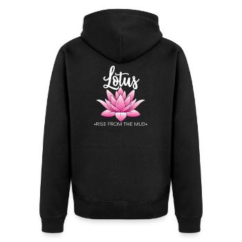 Lotus Blossom Flower Namaste - Unisex Premium Organic Zip Hoodie - black - Back - Nico (187cm)