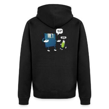 Father _ Son Floppy Disk ... Programmierer & Nerd - Unisex Premium Bio Zip Hoodie - Schwarz - Hinten - Nico (187cm)