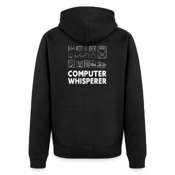 Tech Support Nerds Geek... Programmierer & Nerd - Unisex Premium Bio Zip Hoodie - Schwarz - Hinten - Nico (187cm)