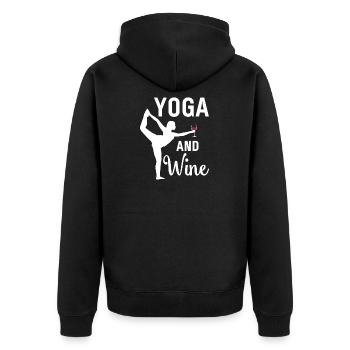 Yoga und Wein Lustige Kleidung - Unisex Premium Bio Zip Hoodie - Schwarz - Hinten - Nico (187cm)