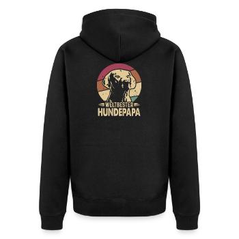 Weltbester Hunde Papa Ridgeback Retro Vatertag - Unisex Premium Bio Zip Hoodie - Schwarz - Hinten - Nico (187cm)