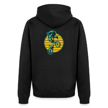BMX Geschenk BMX Biker - Unisex Premium Bio Zip Hoodie - Schwarz - Hinten - Nico (187cm)