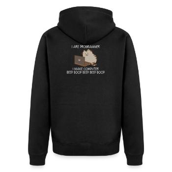 I Are Programmer I Make C... Programmierer & Nerd - Unisex Premium Bio Zip Hoodie - Schwarz - Hinten - Nico (187cm)