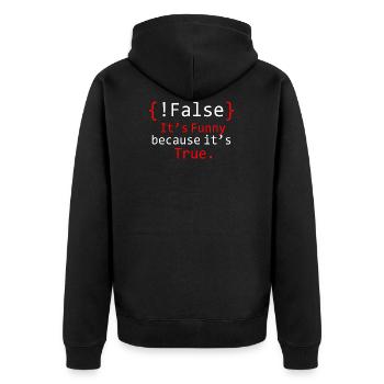 debugging programmer computer science computer nerd - Unisex Premium Organic Zip Hoodie - black - Back - Nico (187cm)