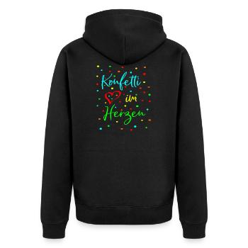 Karneval Fasching Konfetti im Herzen - Unisex Premium Bio Zip Hoodie - Schwarz - Hinten - Nico (187cm)