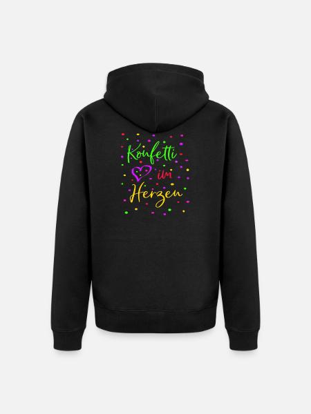 Karneval Fasching Konfetti im Herzen - Unisex Premium Bio Zip Hoodie - Schwarz