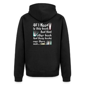 Leseratte liebt Bücher - Unisex Premium Bio Zip Hoodie - Schwarz - Hinten - Nico (187cm)