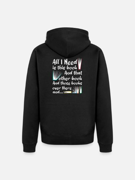 Reader loves books - Unisex Premium Organic Zip Hoodie - black