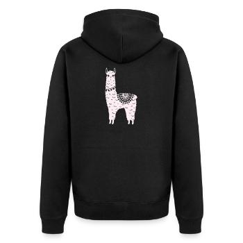 Alpaca - Unisex Premium Organic Zip Hoodie - black - Back - Nico (187cm)