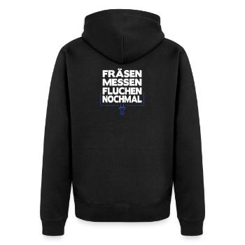 CNC Fräser Zerspanungsmechaniker Programierer - Unisex Premium Bio Zip Hoodie - Schwarz - Hinten - Nico (187cm)