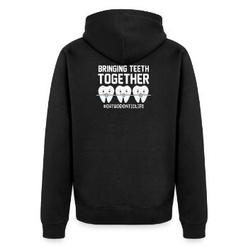 orthodontist - Unisex Premium Organic Zip Hoodie - black - Back - Nico (187cm)