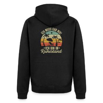 Rentner Rente Ruhestand Geschenk - Unisex Premium Bio Zip Hoodie - Schwarz - Hinten - Nico (187cm)