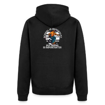 L'éducation est importante Le ski est plus important - le ski - Veste à capuche bio Premium Unisexe - noir - Dos - Nico (187cm)