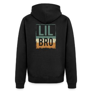 Lil Bro - Little younger brother - sibling - Unisex Premium Organic Zip Hoodie - black - Back - Nico (187cm)