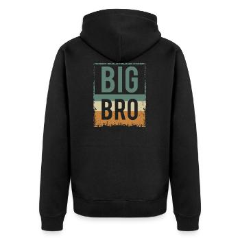 Big Bro - Frère - Frère et soeur - Rétro Vintage - Veste à capuche bio Premium Unisexe - noir - Dos - Nico (187cm)