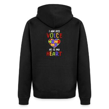 Autism Heart Awareness Puzzle Down Syndrome ASD - Unisex Premium Organic Zip Hoodie - black - Back - Nico (187cm)
