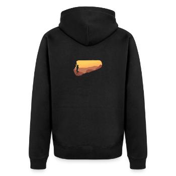 Kletterer Karabiner Klettern Kletterin Kletterpark - Unisex Premium Bio Zip Hoodie - Schwarz - Hinten - Nico (187cm)