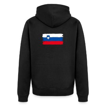 Slowenien - Unisex Premium Bio Zip Hoodie - Schwarz - Hinten - Nico (187cm)
