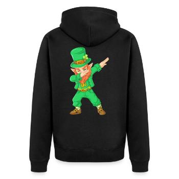 St Patricks Day tamponnant le lutin - Veste à capuche bio Premium Unisexe - noir - Dos - Nico (187cm)